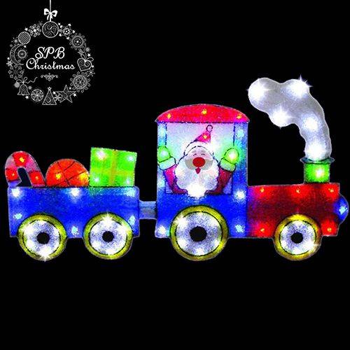 Панно светодиодное «Дед Мороз на поезде» (79x44см, 48LED, IP44, уличное, EVA)