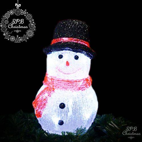 Светодиодная акриловая фигура «Снеговик в цилиндре» (22см, уличная) 